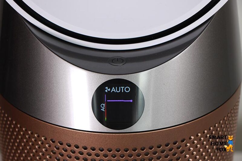 Der Automatik-Modus wird auf dem Display des Dyson Purifier Cool Formaldehyd Luftreiniger und Turmventilator angezeigt.